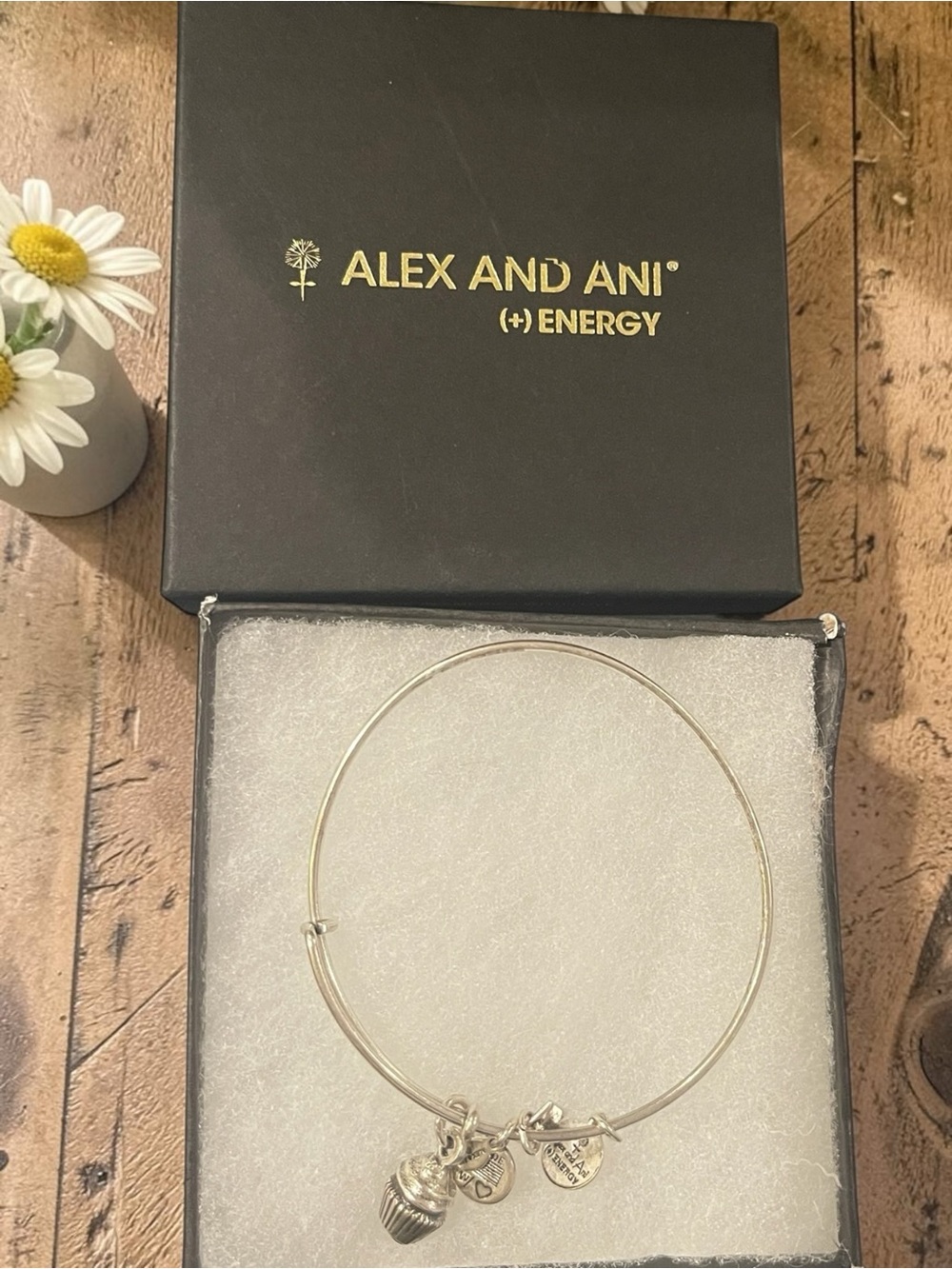 🪷 Alex and Ani "You are the Sweetest" Cupcake Charm Bangle with Box